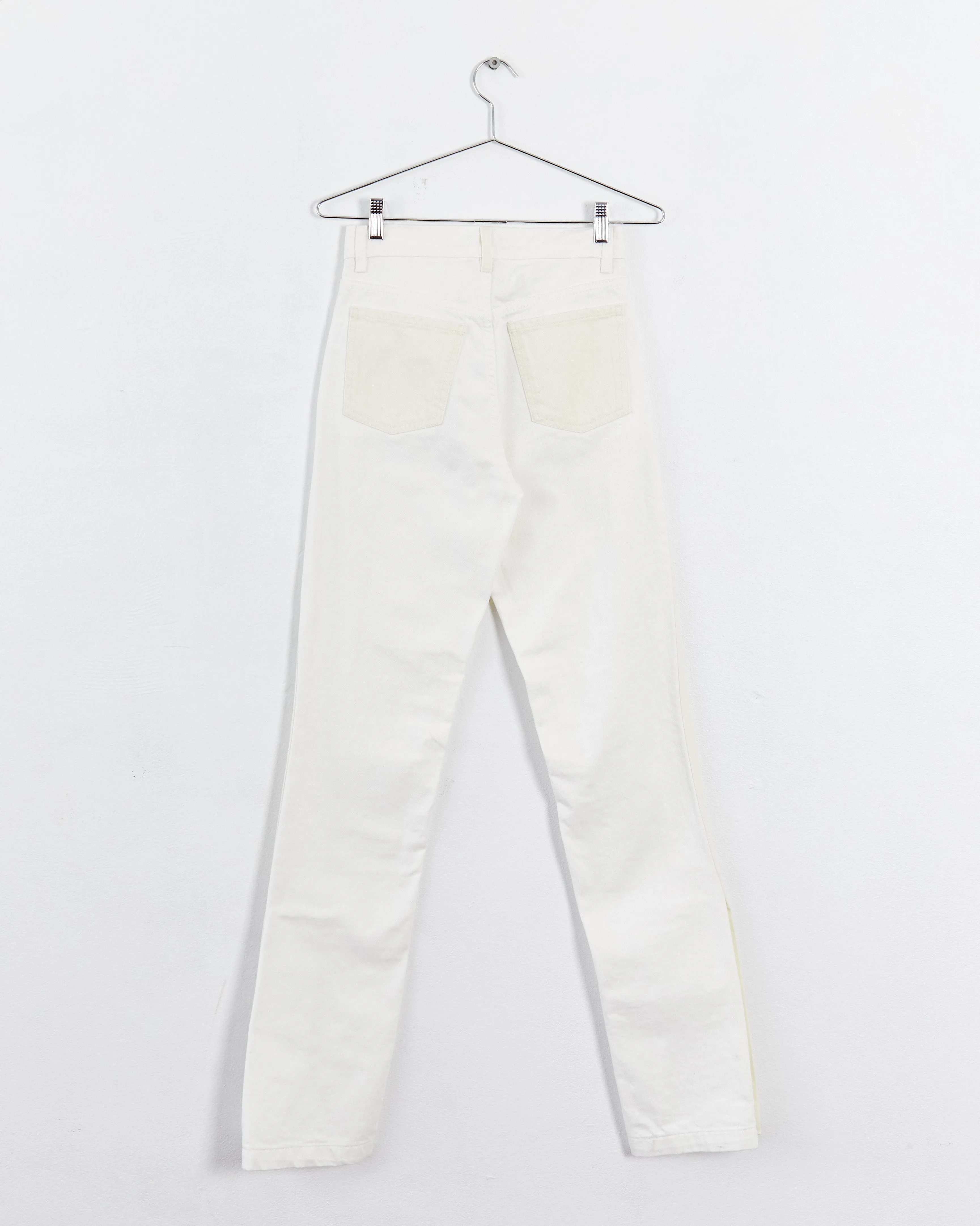 Magda Butrym patchwork split hem jeans, cream & lemon, 6