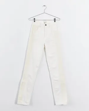 Magda Butrym patchwork split hem jeans, cream & lemon, 6