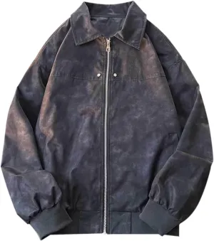 Men Suede Jacket Full Zip Casual Vintage Bomber Jackets Classic Trucker Fishing Coat Maillard Couple Top Big &Tall