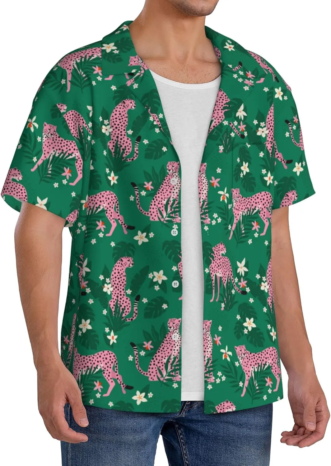 Mens Hawaiian Shirts Short Sleeve Button Up Beach Shirts