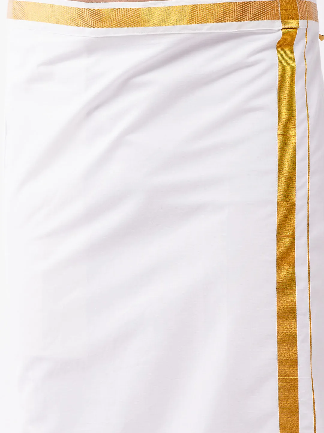 Men's Multicolor-Base-Pink And White Silk Blend Shirt And Mundu - Vastramay