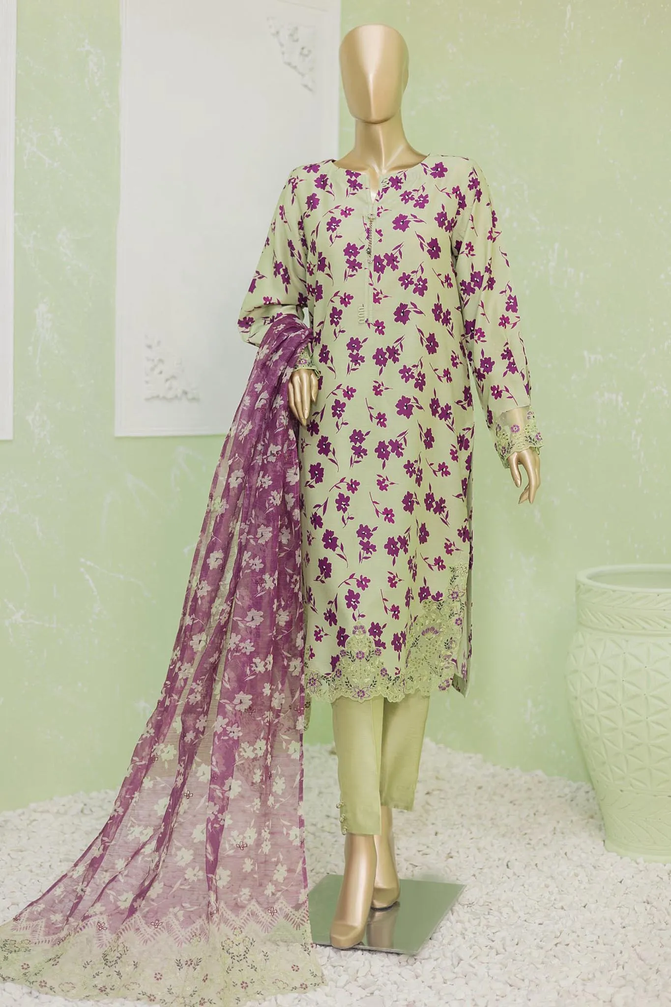 Naubahar by Hz Unstitched 3 Piece Silk Viscose Emb Collection'2024-NVE-60