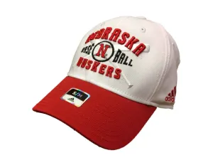 Nebraska Cornhuskers Baseball Adidas White Structured Fitted Hat Cap (S/M)