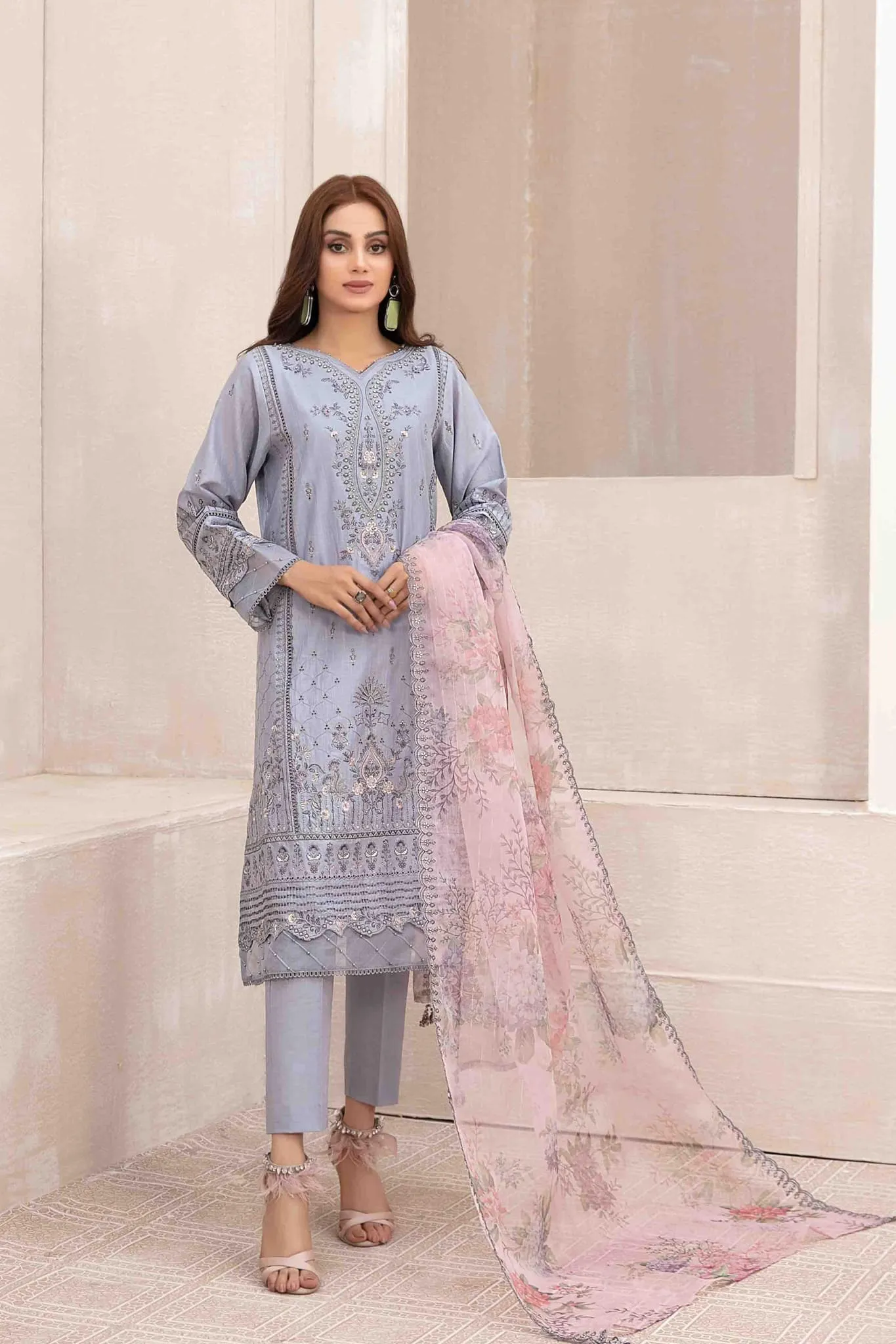 Niesha by Tawakkal Semi Stitched 3 Piece Emb Slub Lawn Collection'2023-N-8962