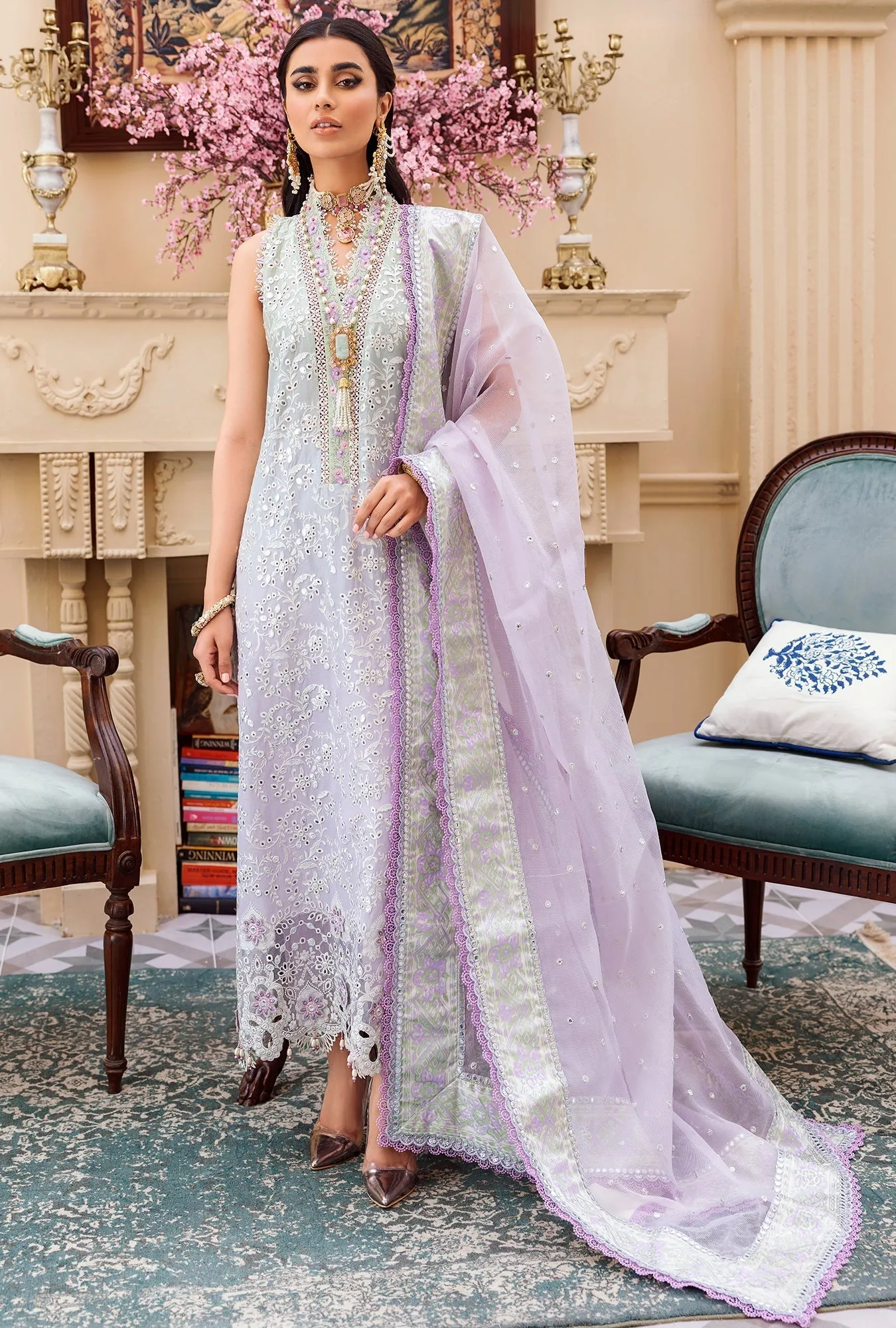Noor by Saadia Asad · Eid Laserkari Lawn Collection 2022 – D9-DRIZZLE