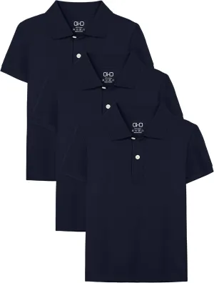 OHD 3 Pack Boys Polo Shirt Uniform School Polo Shirts for Boys Multiple Color Kids Short Sleeve Polo Size 3T-14
