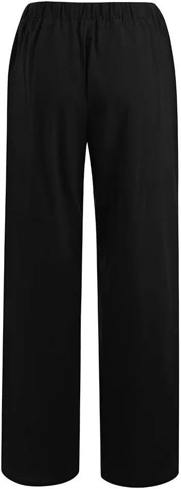 Pants for Ladies Summer Fall Loose Fit Pleated High Cut Flared Wide Leg Pants Women 2025