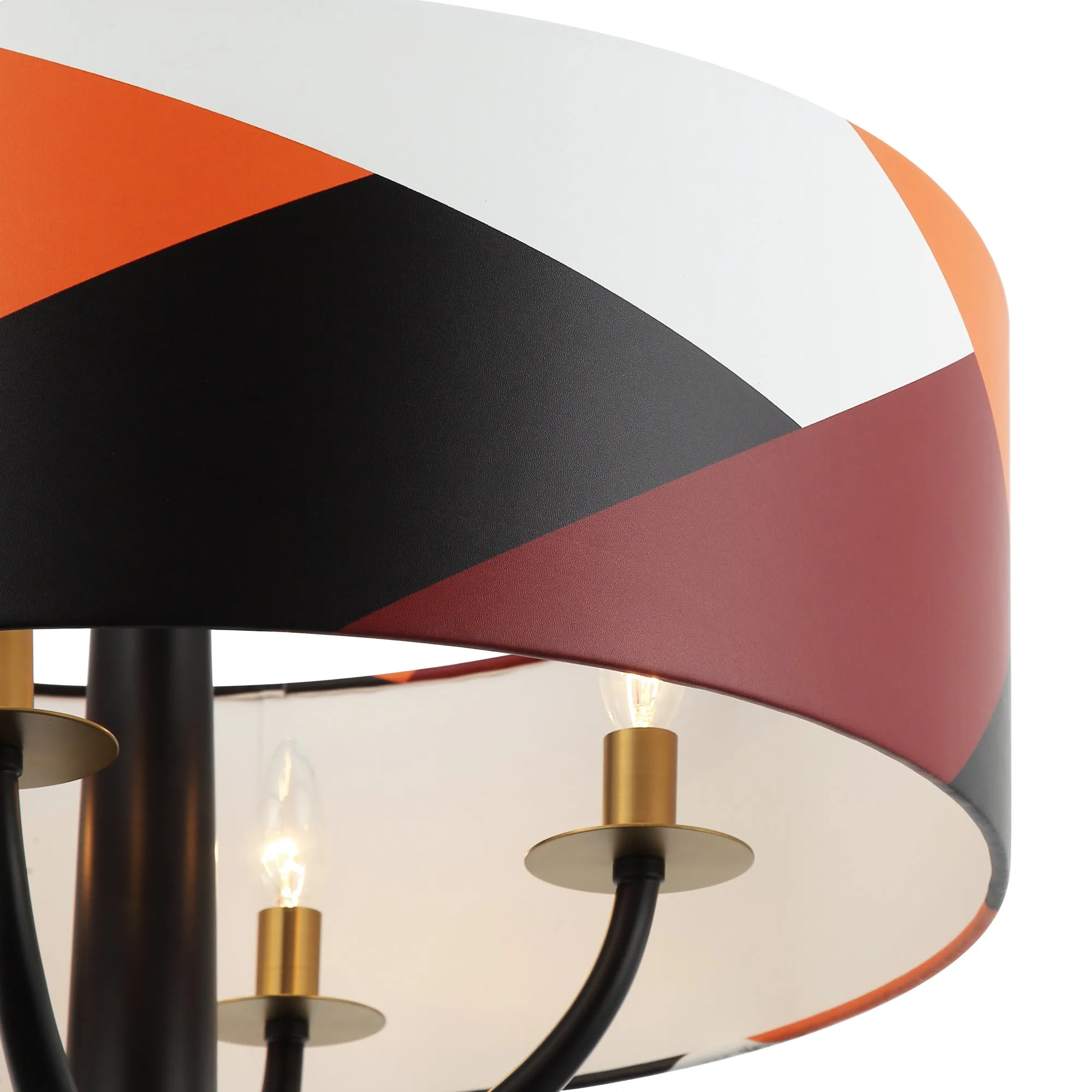 Patchwork 501P04BLSB 4-Light Pendant Light - Black/Satin Brass/Patchwork