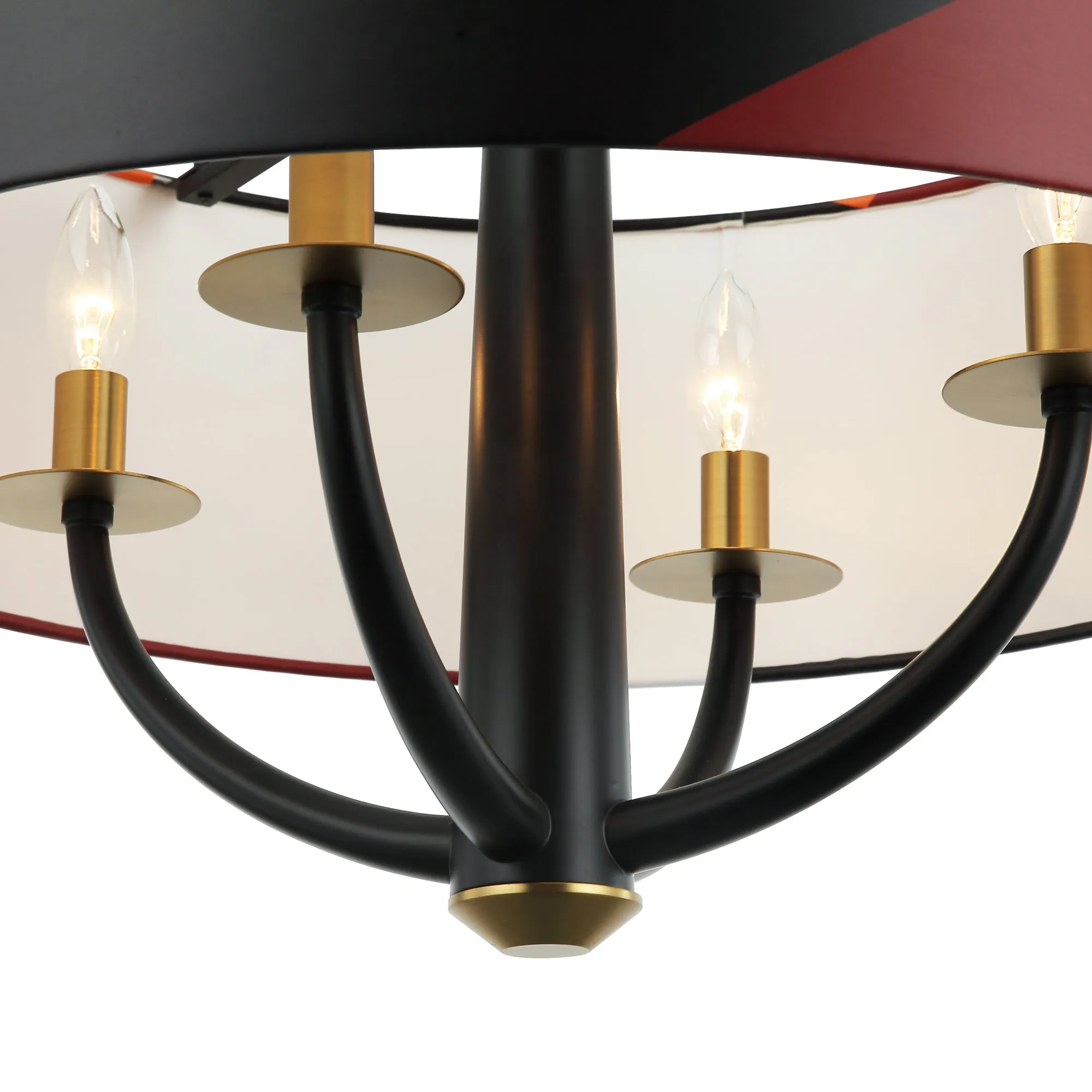 Patchwork 501P04BLSB 4-Light Pendant Light - Black/Satin Brass/Patchwork