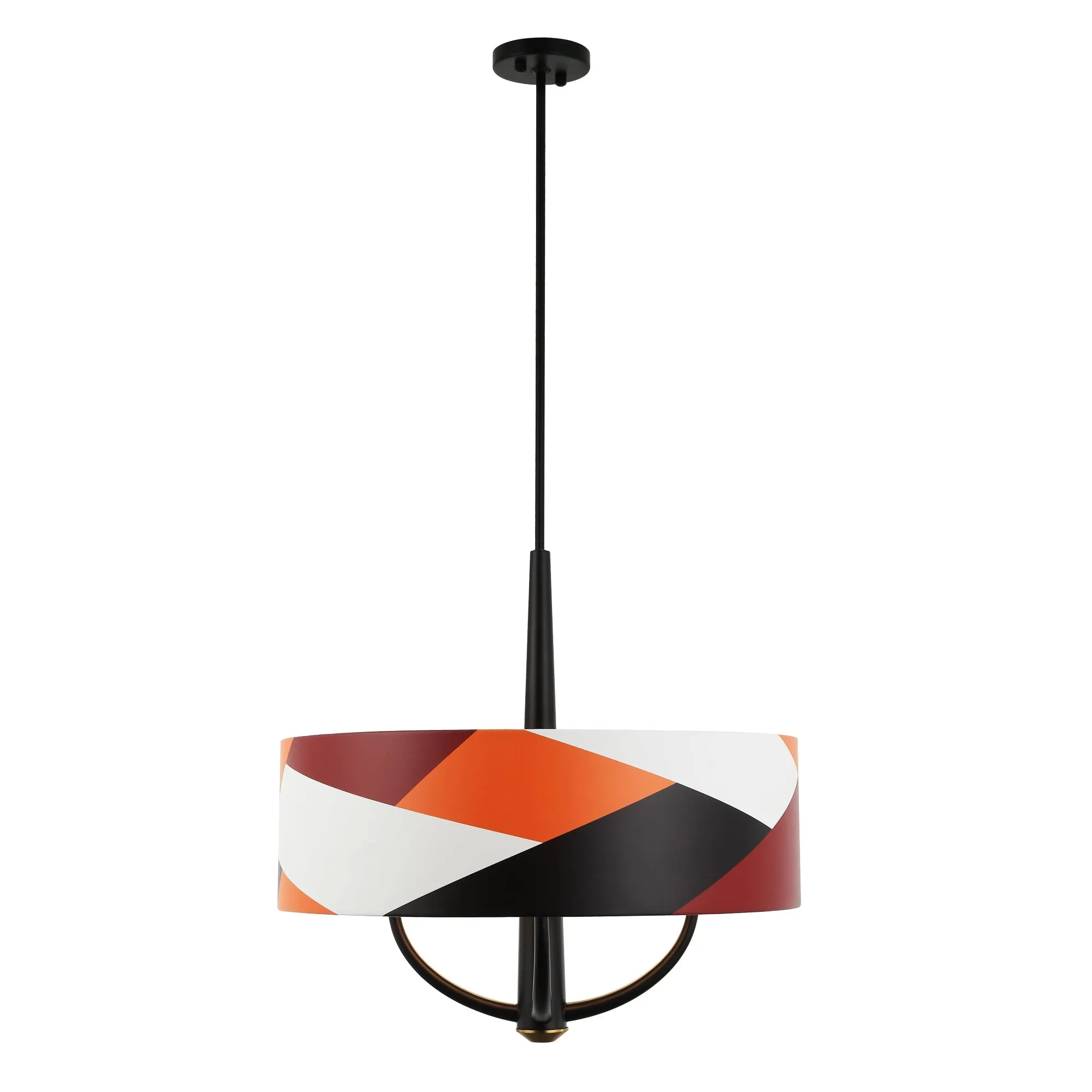 Patchwork 501P04BLSB 4-Light Pendant Light - Black/Satin Brass/Patchwork