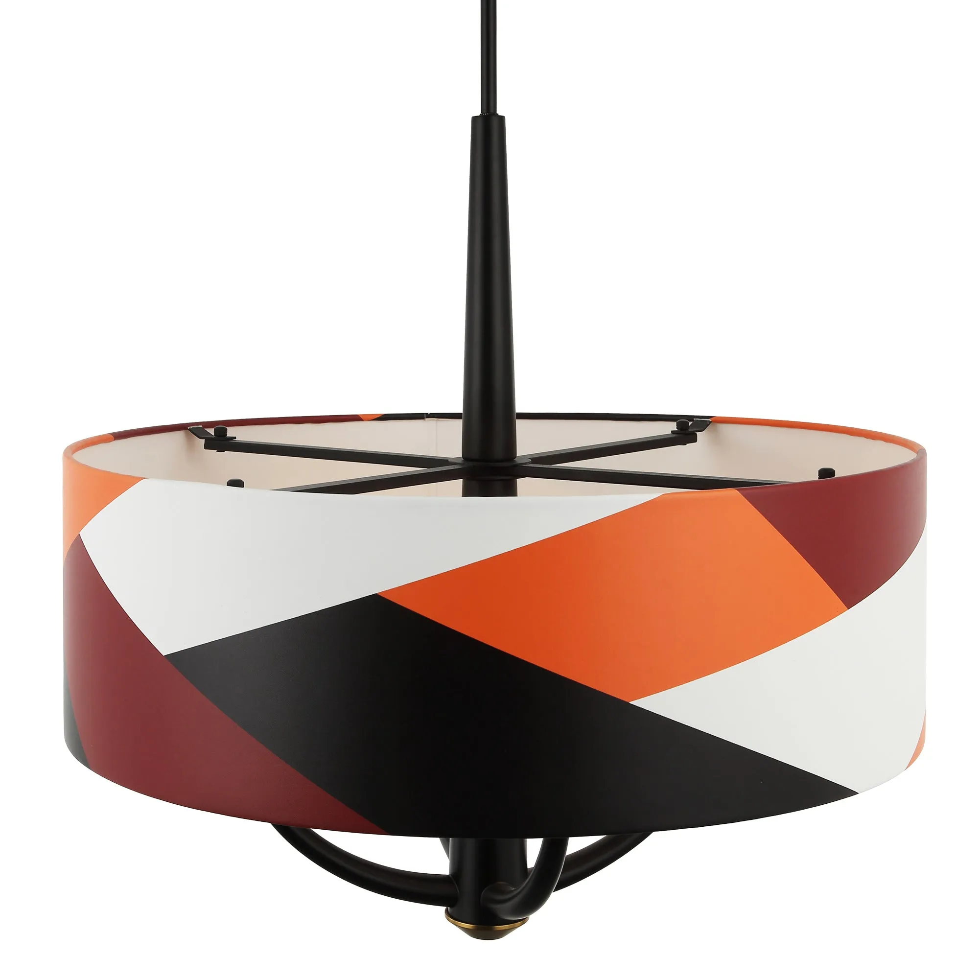 Patchwork 501P04BLSB 4-Light Pendant Light - Black/Satin Brass/Patchwork