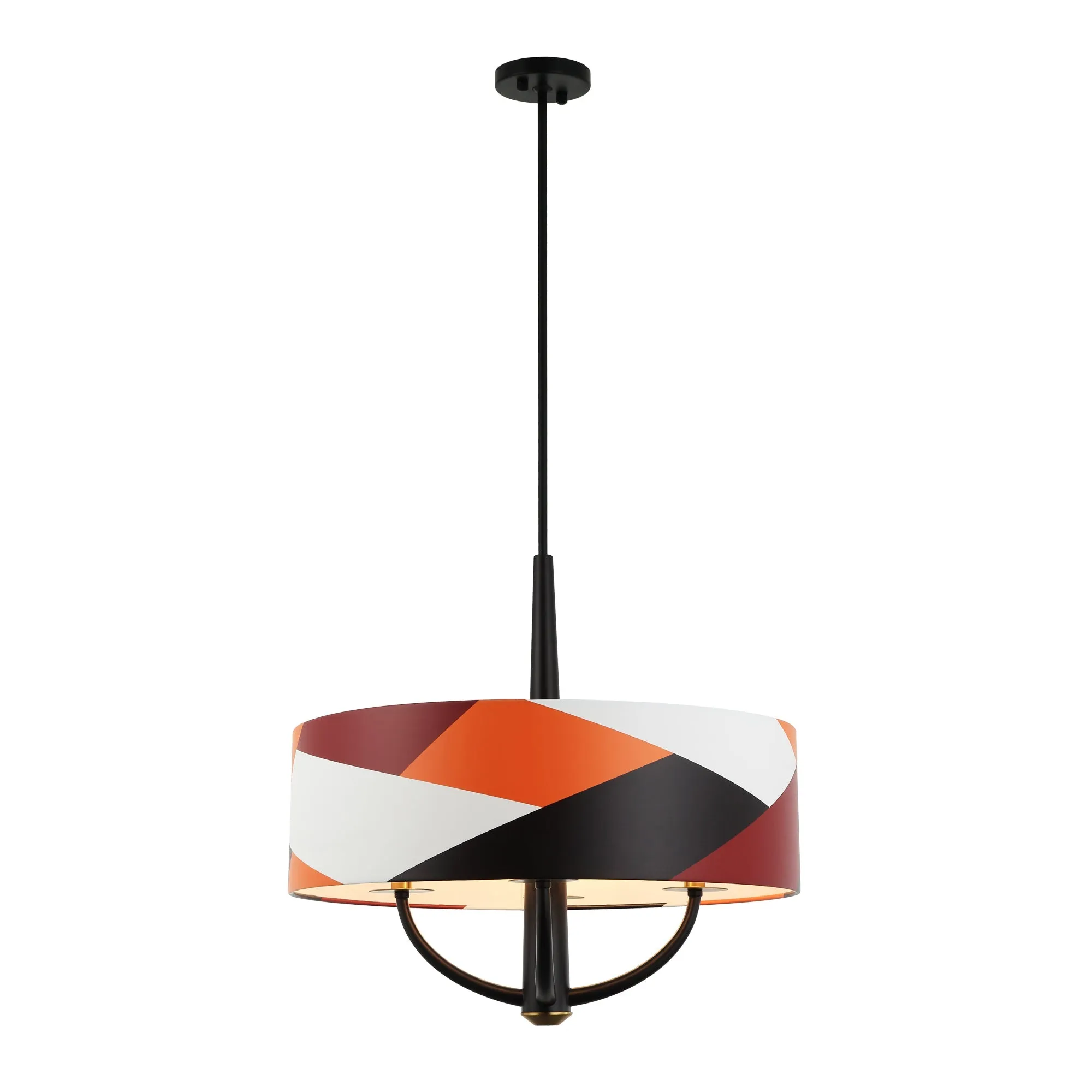 Patchwork 501P04BLSB 4-Light Pendant Light - Black/Satin Brass/Patchwork