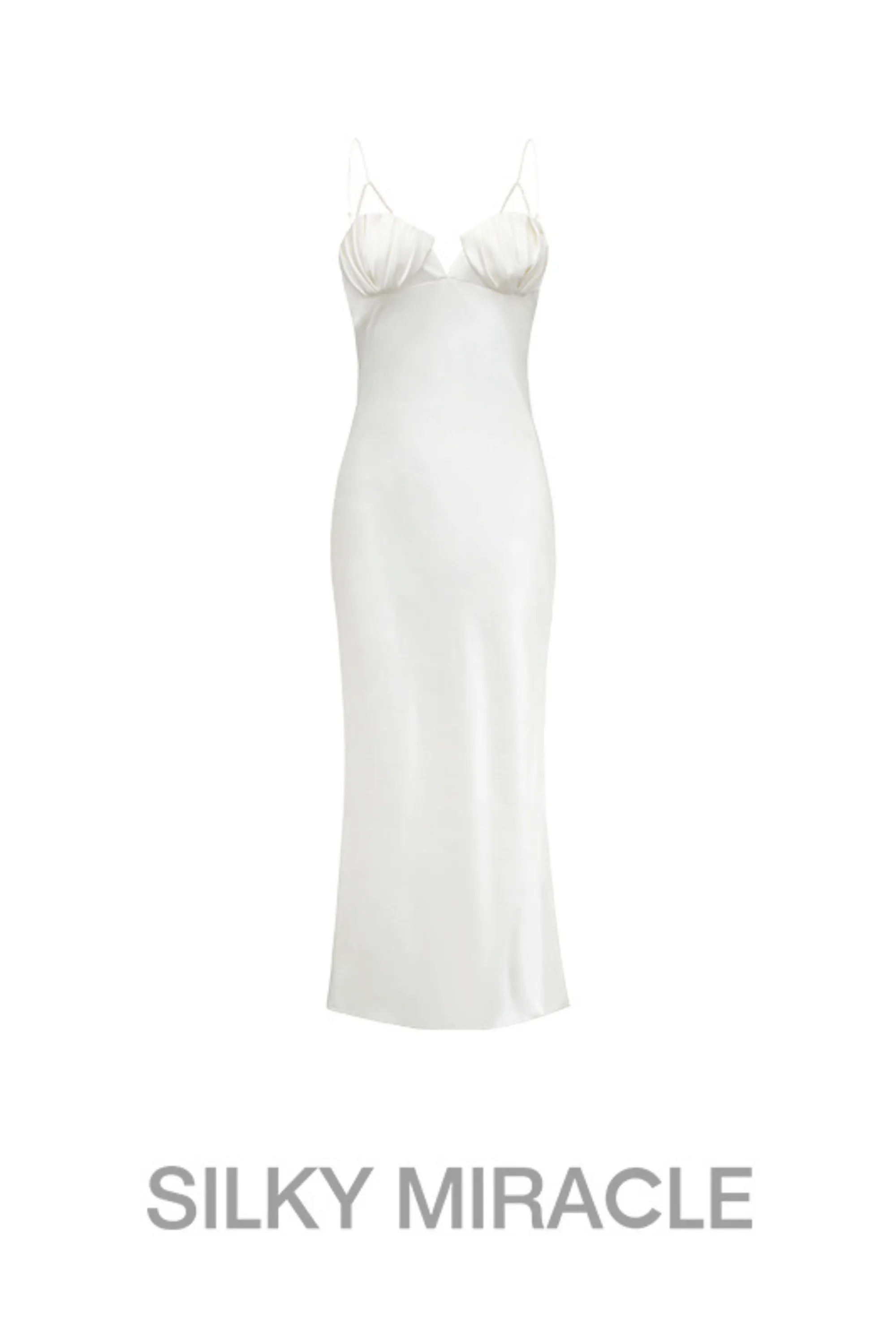 Pearl White Shell Silk Halter Dress