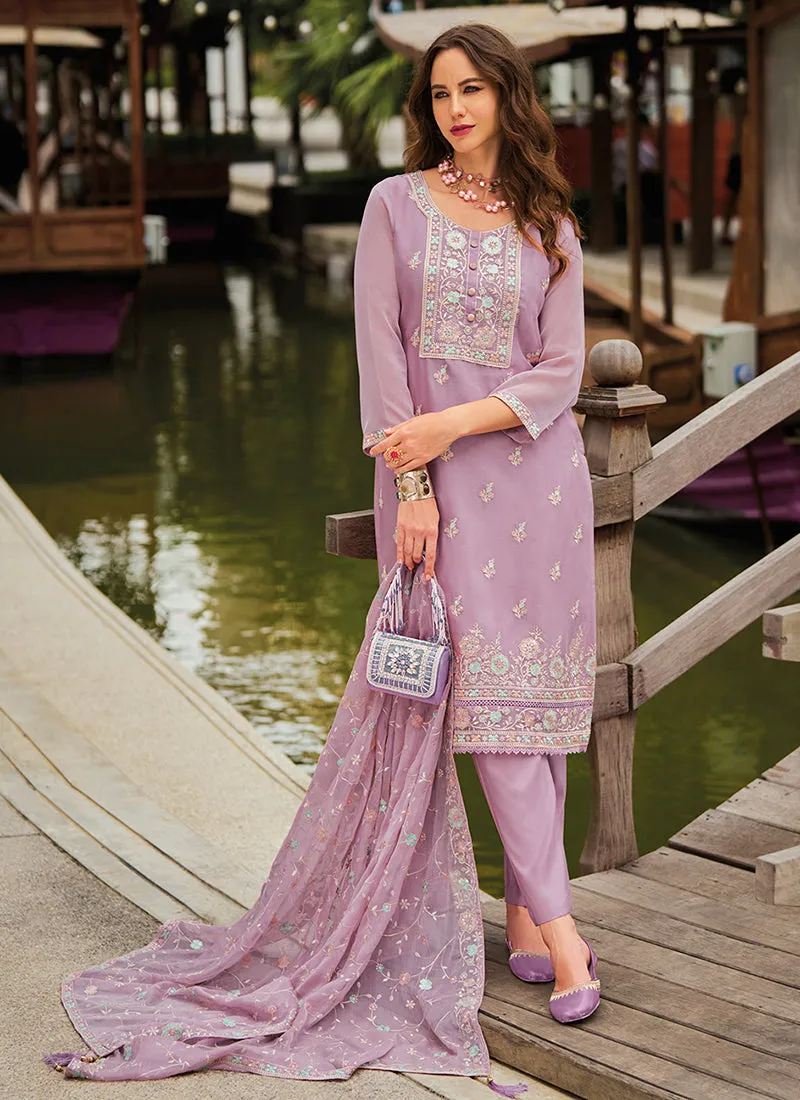 Purple Embroidery Festival Salwar Kameez Suit