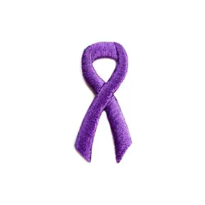 Purple Ribbon Embroidered Stick-ons - 25-pack