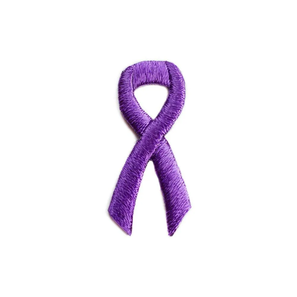 Purple Ribbon Embroidered Stick-ons - 25-pack