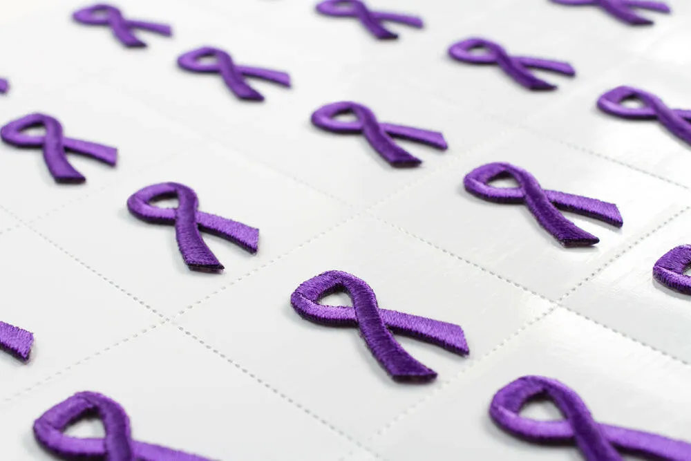 Purple Ribbon Embroidered Stick-ons - 25-pack