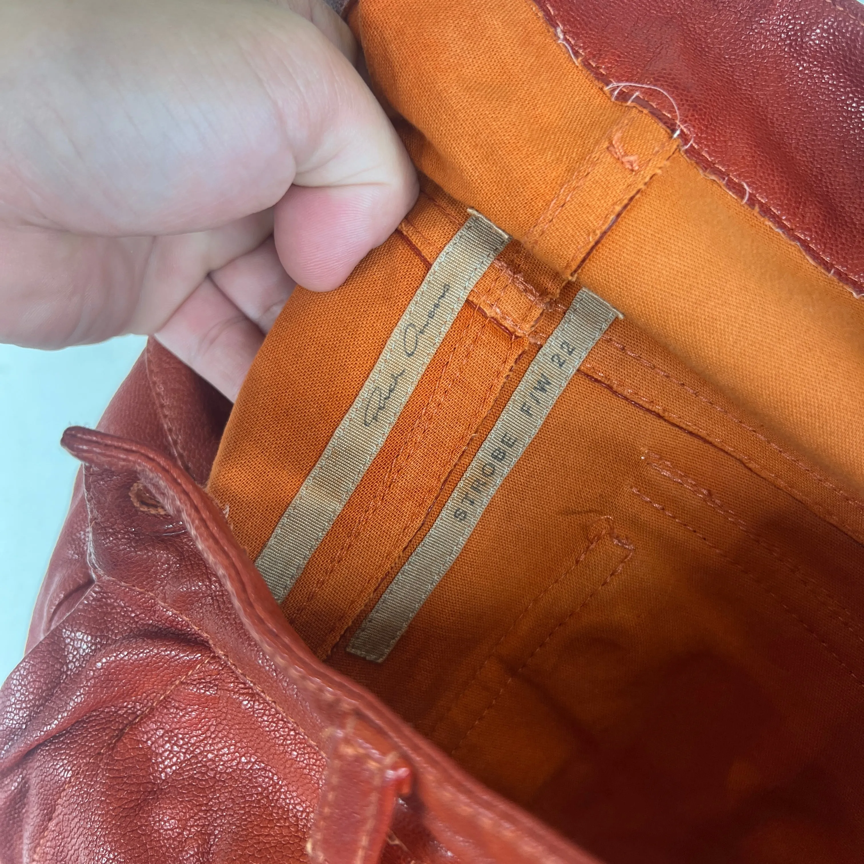 Rick Owens Burnt Orange Leather Pants