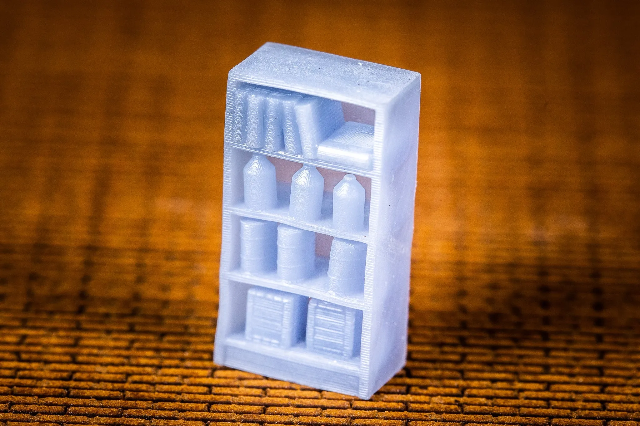 Shelf With Books, Bottles, And Boxes - N Scale