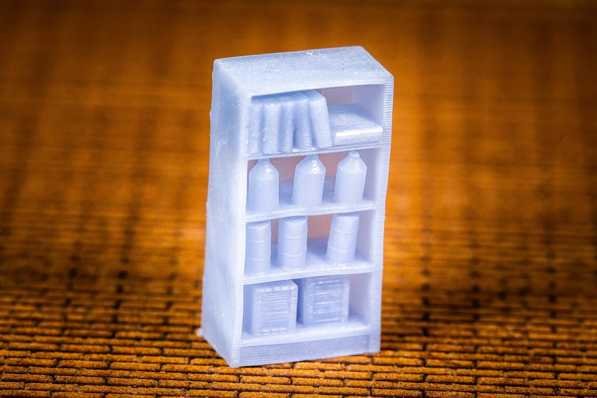 Shelf With Books, Bottles, And Boxes - N Scale