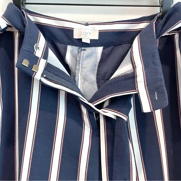 Striped Belted Wide Leg Pants