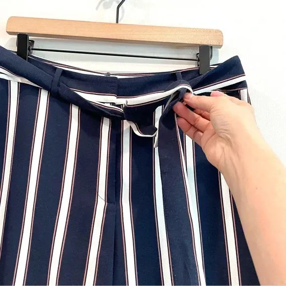 Striped Belted Wide Leg Pants
