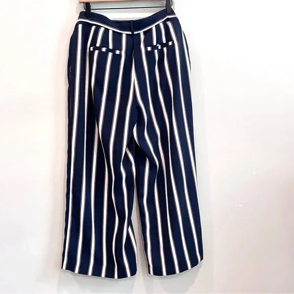 Striped Belted Wide Leg Pants