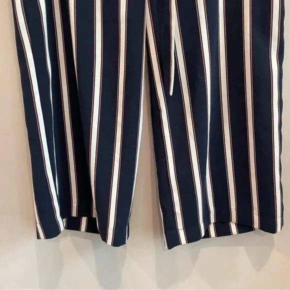 Striped Belted Wide Leg Pants