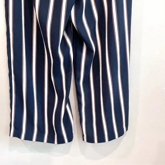 Striped Belted Wide Leg Pants