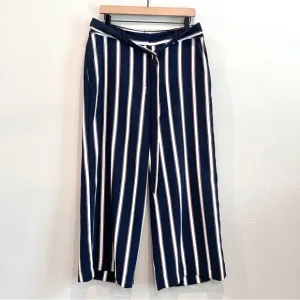 Striped Belted Wide Leg Pants