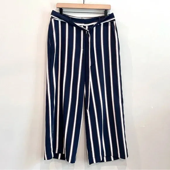 Striped Belted Wide Leg Pants