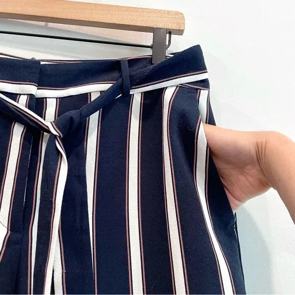 Striped Belted Wide Leg Pants