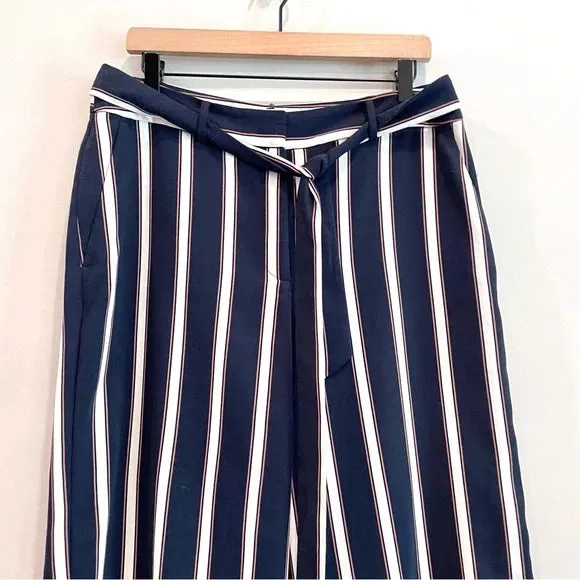 Striped Belted Wide Leg Pants