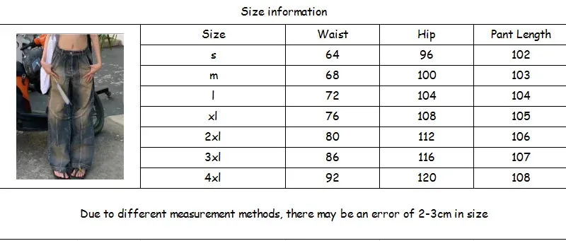 TAVIMART  -  Washed Patchwork High Waist Jeans for Women American Vintage Distressed Straight Jeans Hip Hop High Street Wide Leg Trousers
