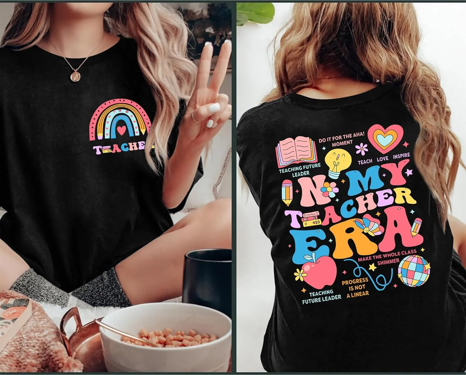 Teacher Shirt Women in My Teacher Era T Shirt Funny Teacher Graphic Tees Short Sleeve T-Shirt Teacher Gifts Tops