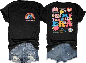 Teacher Shirt Women in My Teacher Era T Shirt Funny Teacher Graphic Tees Short Sleeve T-Shirt Teacher Gifts Tops