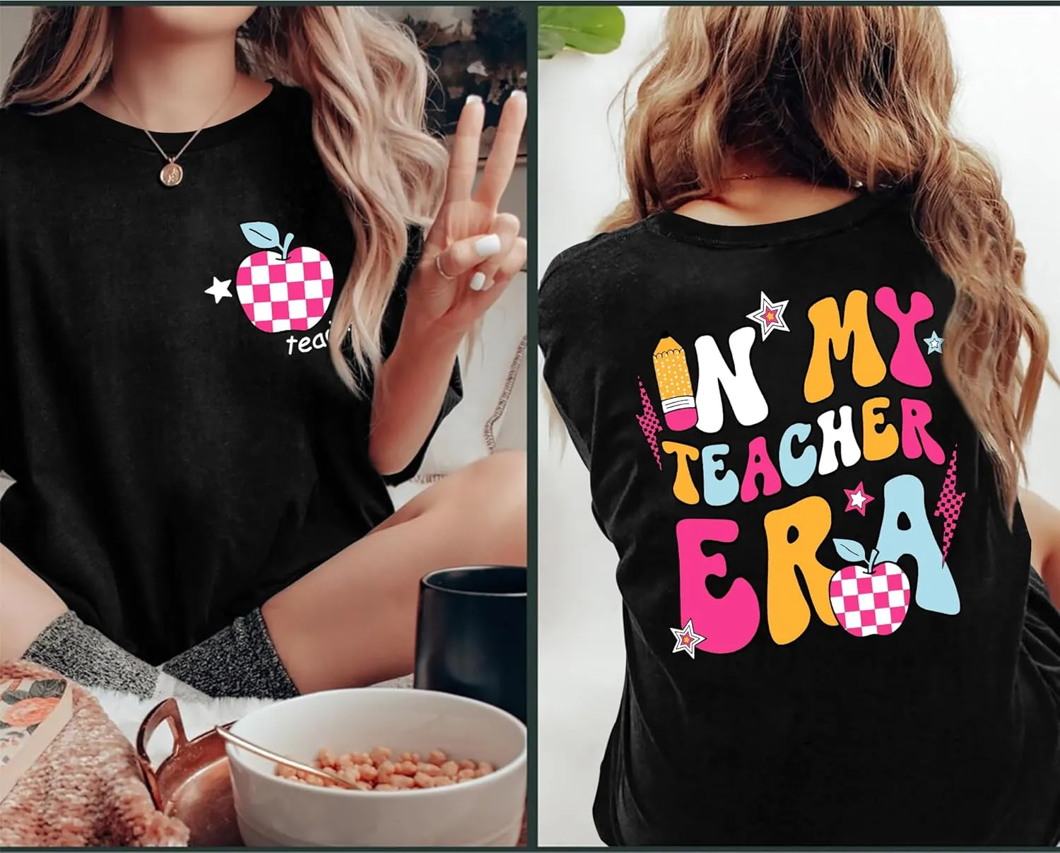 Teacher Shirt Women in My Teacher Era T Shirt Funny Teacher Graphic Tees Short Sleeve T-Shirt Teacher Gifts Tops
