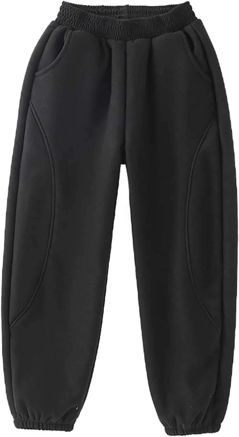Teens Boys Girls Casual Sweatpants Kids Elastic High Waist Pull On Jogger Pants Toddler Loose Fit Wide Legs Pants
