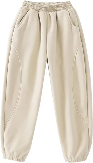 Teens Boys Girls Casual Sweatpants Kids Elastic High Waist Pull On Jogger Pants Toddler Loose Fit Wide Legs Pants