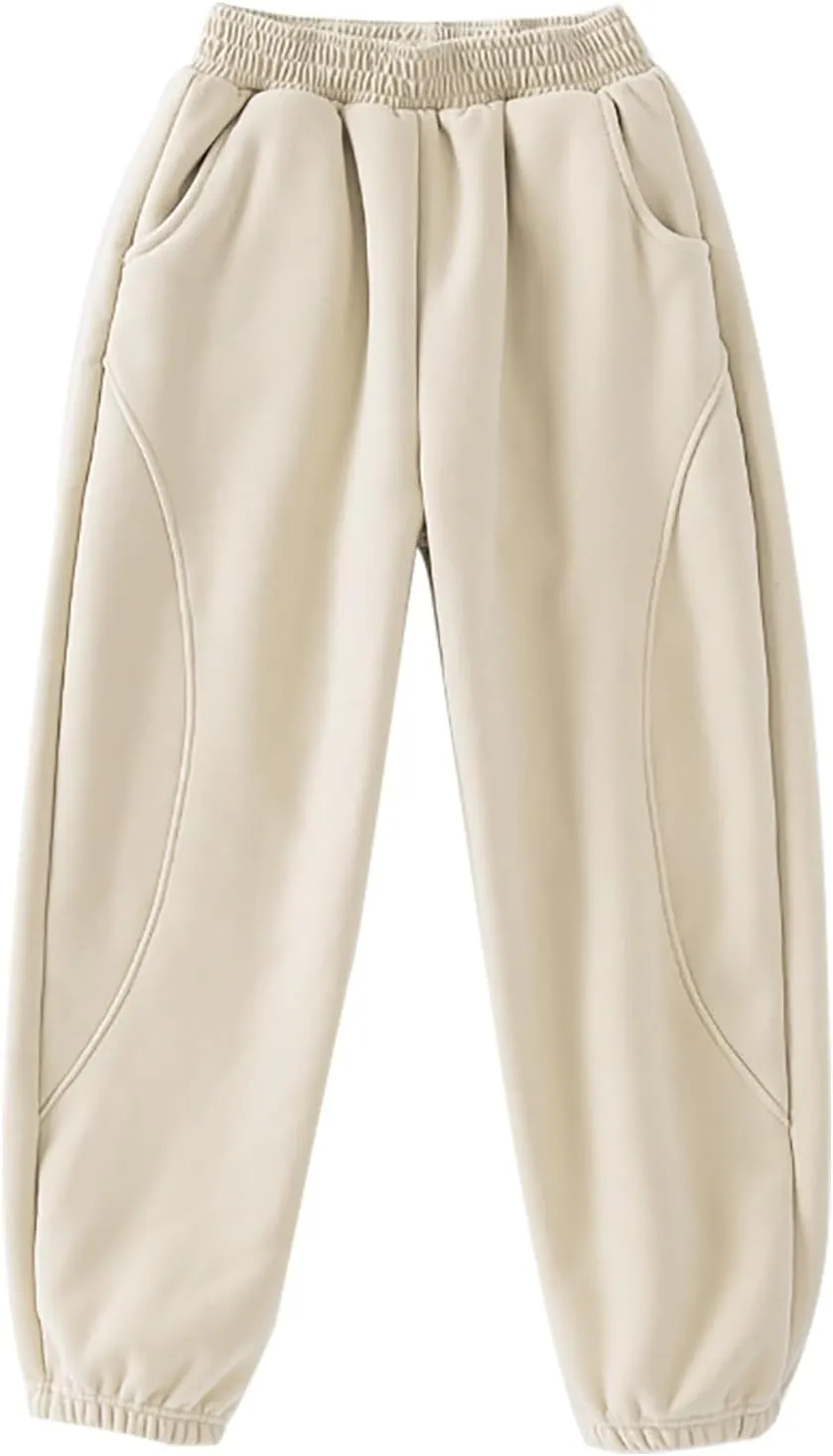 Teens Boys Girls Casual Sweatpants Kids Elastic High Waist Pull On Jogger Pants Toddler Loose Fit Wide Legs Pants
