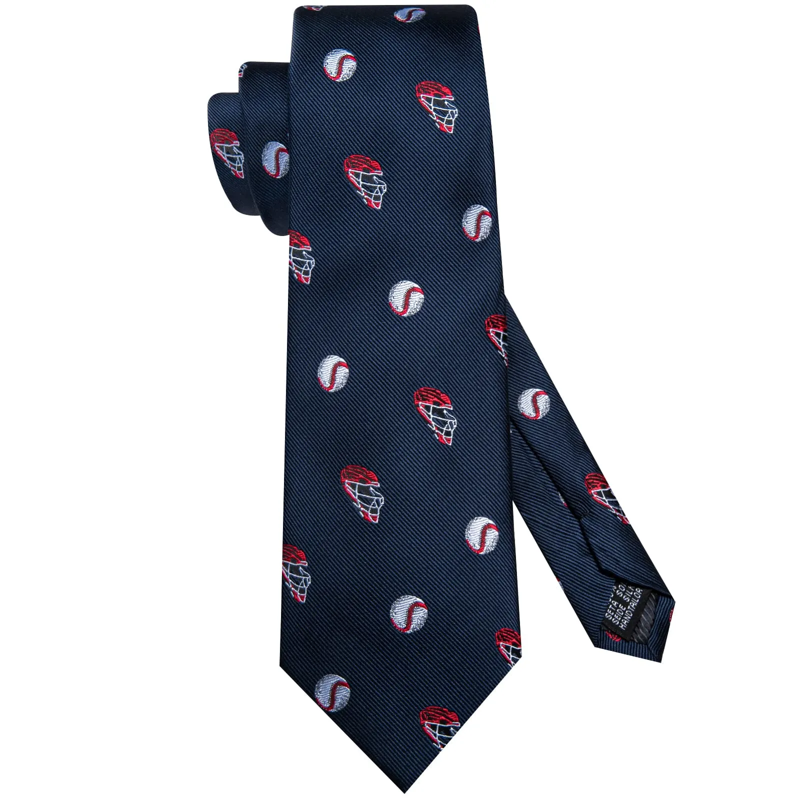 Ties2you Silk Necktie Dark Blue Fun Novelty Baseball Casual Mens Tie Set