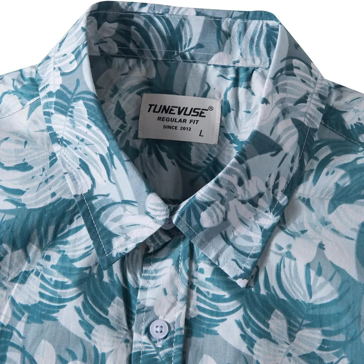 TUNEVUSE Men Floral Shirt Short Sleeve Button Down Flower Shirt Summer Beach Hawaiian Shirt Cotton