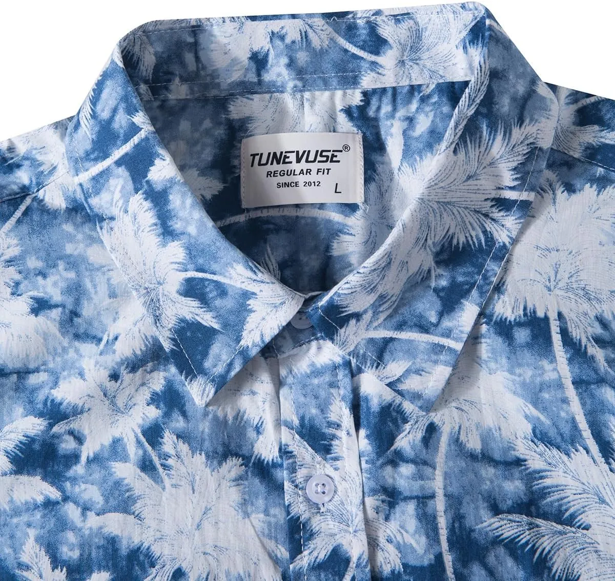 TUNEVUSE Men Floral Shirt Short Sleeve Button Down Flower Shirt Summer Beach Hawaiian Shirt Cotton