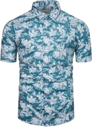 TUNEVUSE Men Floral Shirt Short Sleeve Button Down Flower Shirt Summer Beach Hawaiian Shirt Cotton