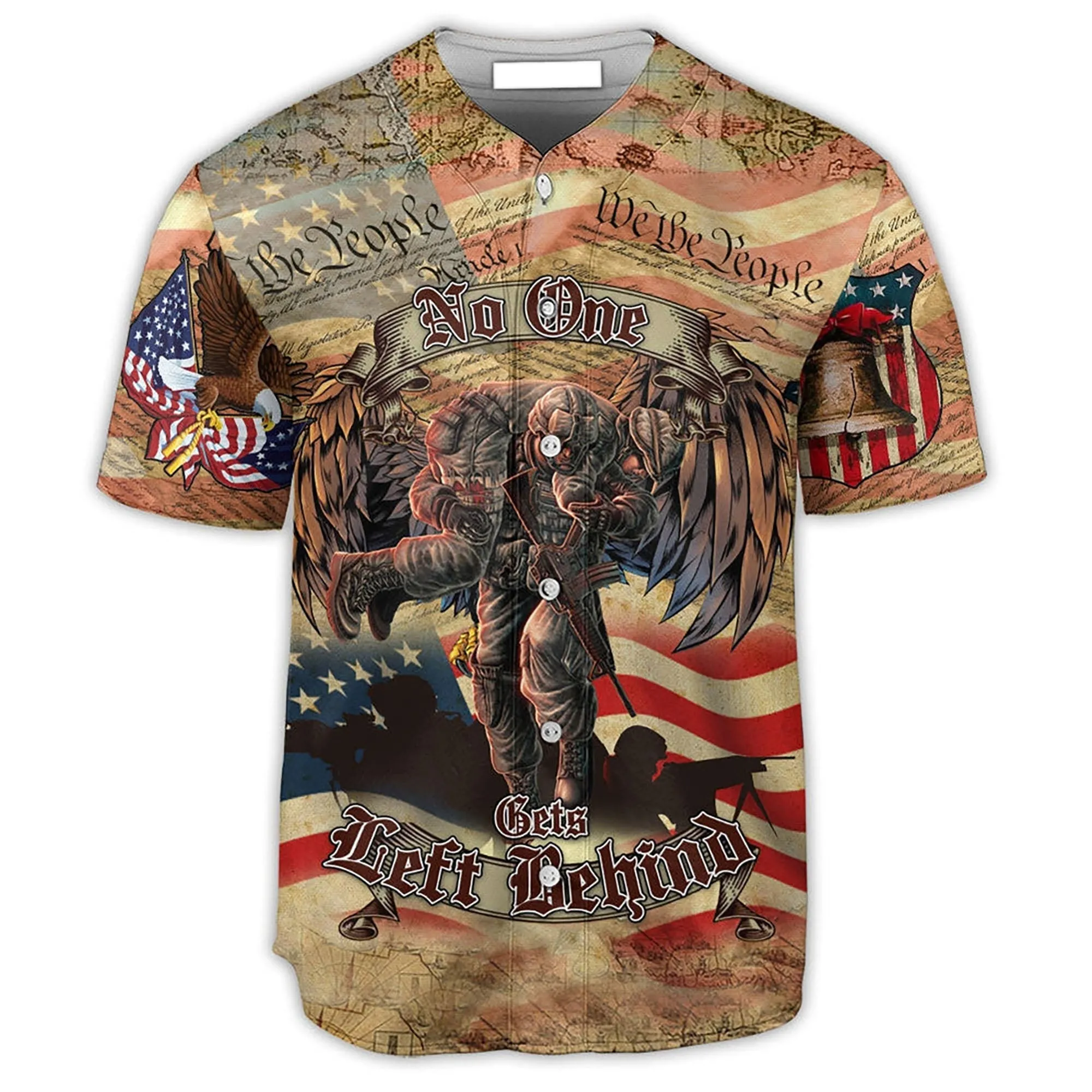 Veteran No One Left Behind America Baseball Jersey, Baseball Jersey shirt for men