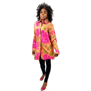 Vintage Calypso Colorful Mod Silk Tunic 1960s M/L