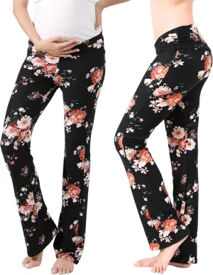 Women Maternity Pajama Pant Stretchy Comfy Wide Soft Palazzo Elastic Pregnancy Lounge Casual PJs