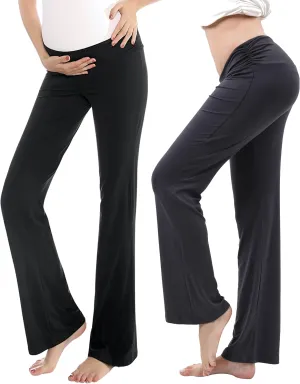 Women Maternity Pajama Pant Stretchy Comfy Wide Soft Palazzo Elastic Pregnancy Lounge Casual PJs