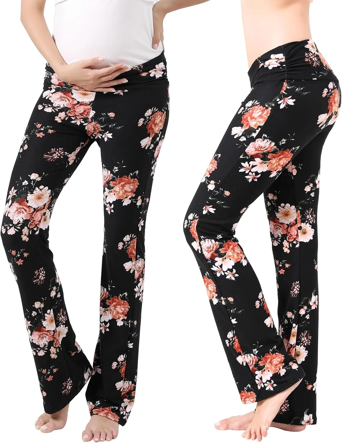 Women Maternity Pajama Pant Stretchy Comfy Wide Soft Palazzo Elastic Pregnancy Lounge Casual PJs