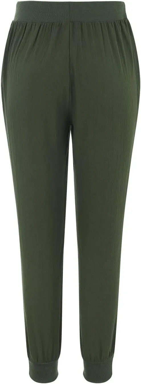 Women's Casual Lantern Tapered Harem Pants Drawstring Loose Linen Pants Women Summer Trousers Baggy Slacks with Pockets